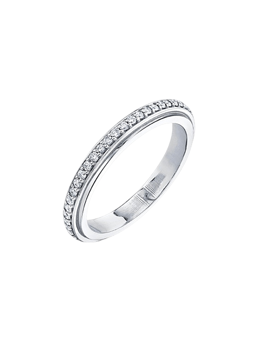 Track Ring with Pavé White Diamonds
